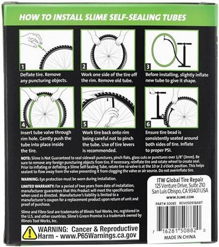 Slime 30075 Bike Inner Tube with Slime Puncture Sealant, Assorted Styles
