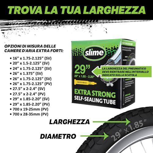 Slime 30075 Bike Inner Tube with Slime Puncture Sealant, Assorted Styles